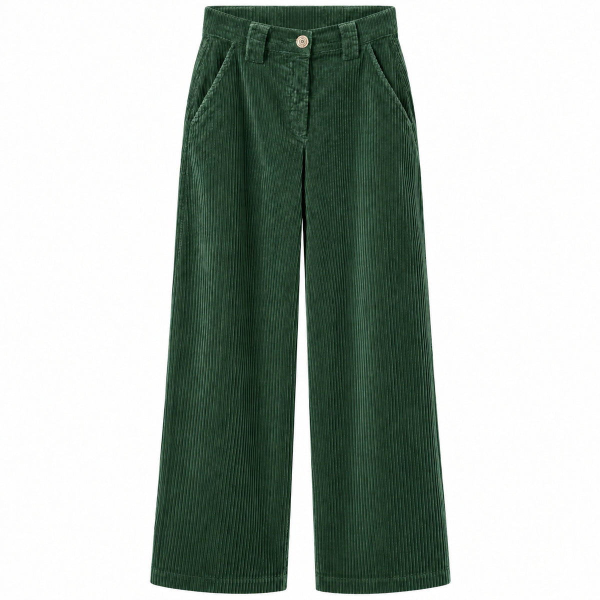 east drive Woman Trousers Velvet Wide-Leg Green