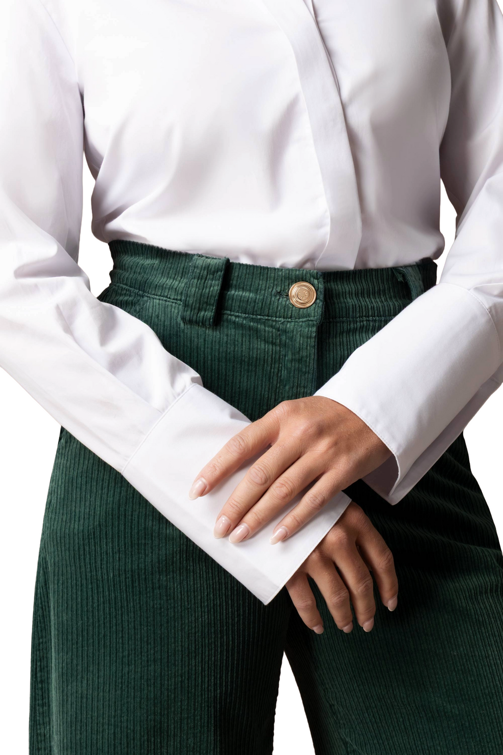 east drive Woman Trousers Velvet Wide-Leg Green
