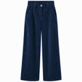 east drive Woman Trousers Velvet Wide-Leg Blue