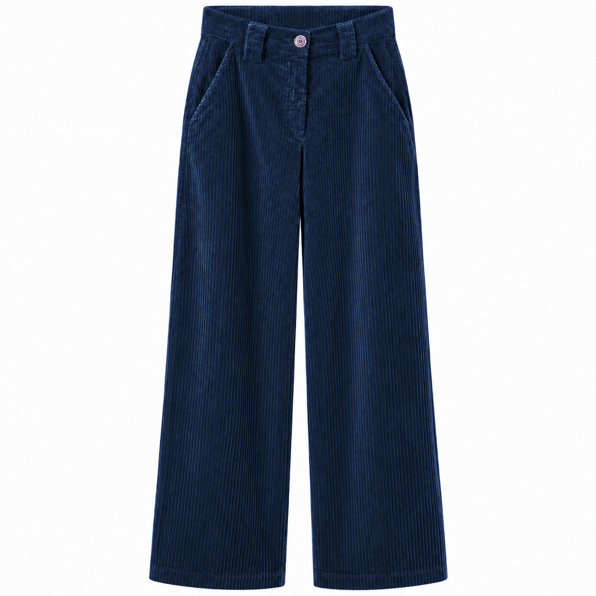 east drive Woman Trousers Velvet Wide-Leg Blue