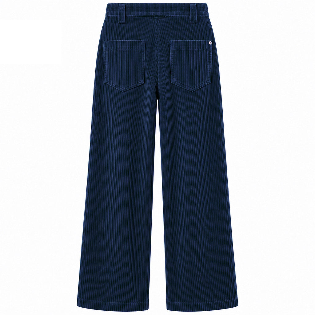 east drive Woman Trousers Velvet Wide-Leg Blue