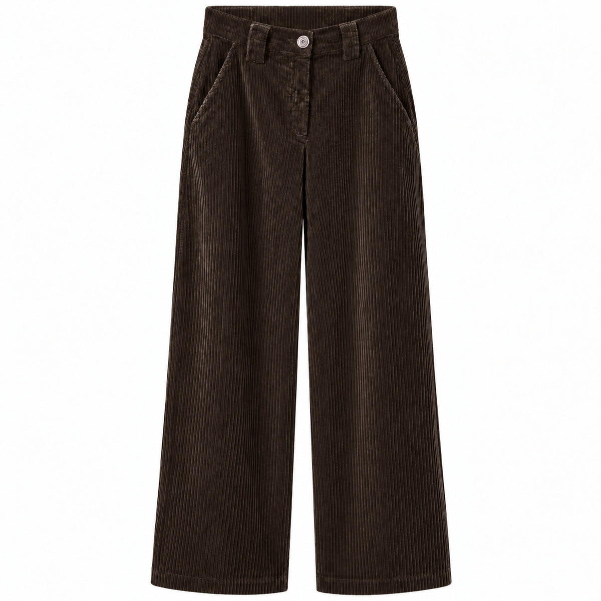 east drive Woman Trousers Velvet Wide-Leg Brown