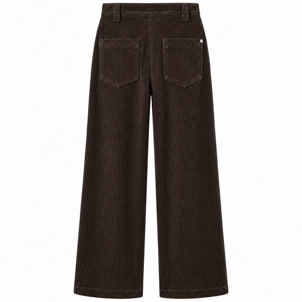 east drive Woman Trousers Velvet Wide-Leg Brown