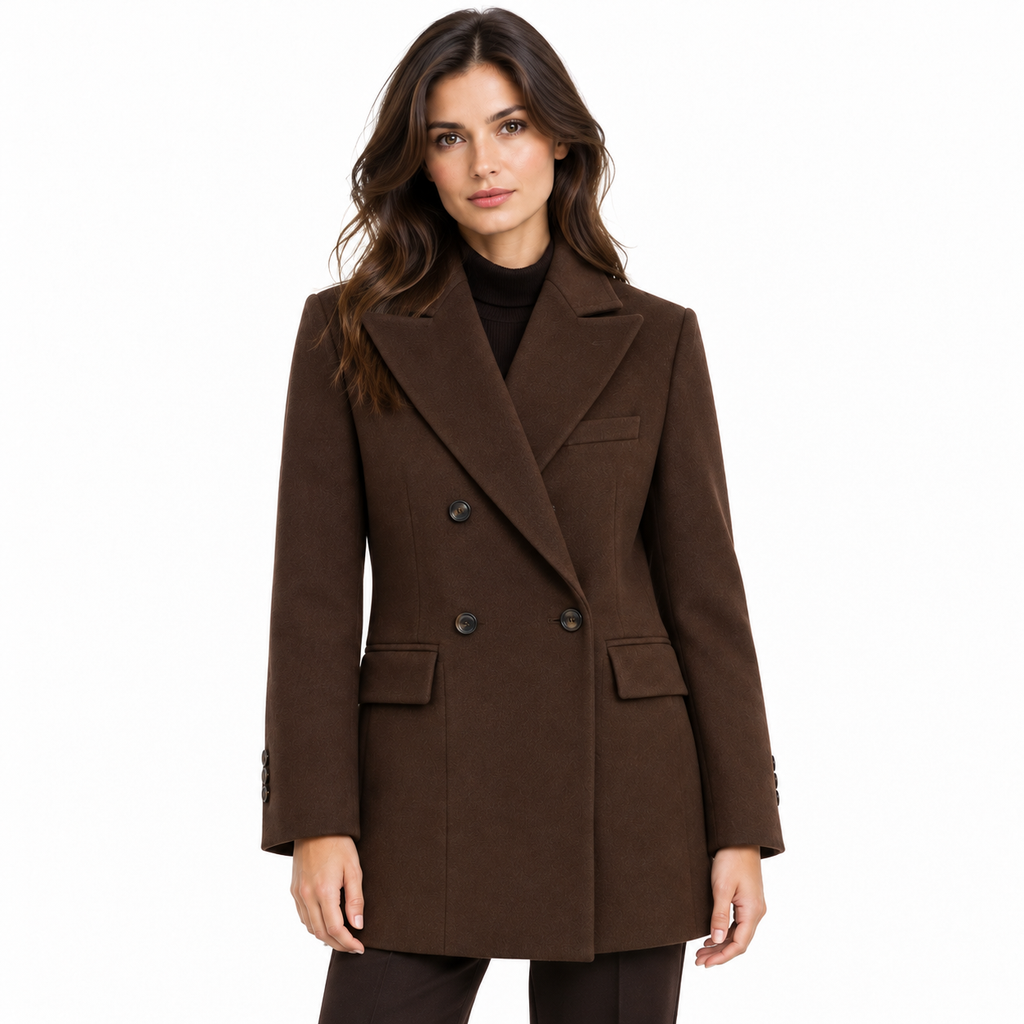 Loro Piana Fabric Woman Coat Short Double-Breasted Brown