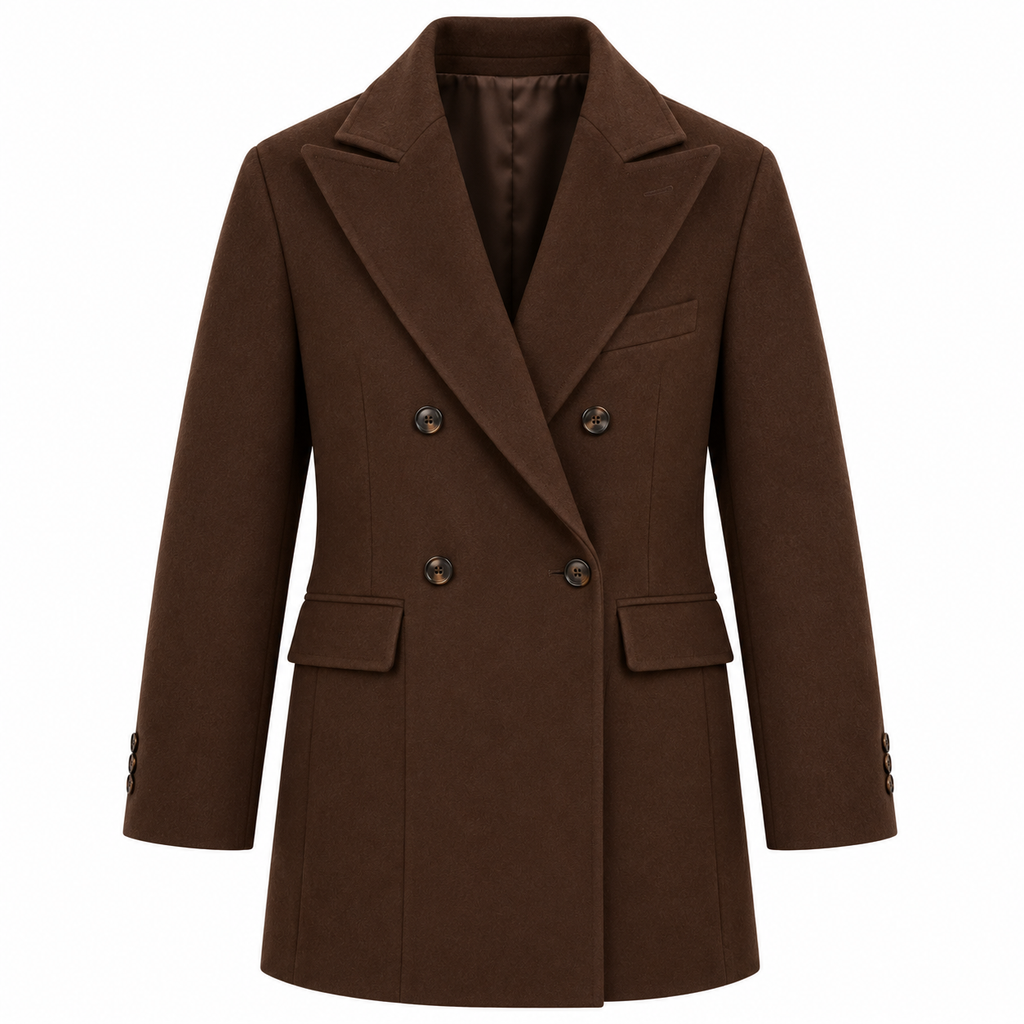 Loro Piana Fabric Woman Coat Short Double-Breasted Brown