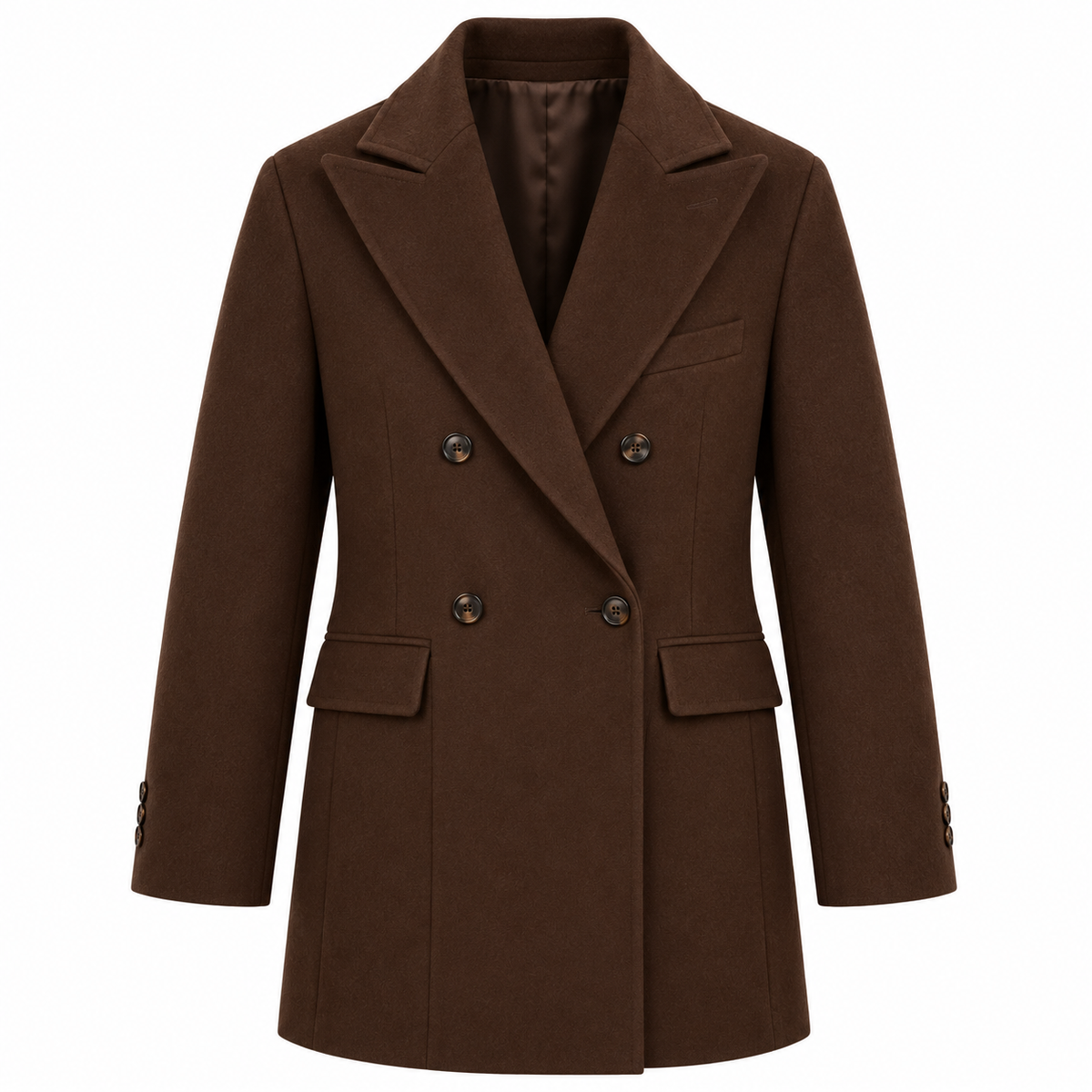 Loro Piana Fabric Woman Coat Short Double-Breasted Brown