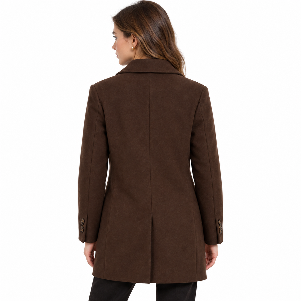 Loro Piana Fabric Woman Coat Short Double-Breasted Brown