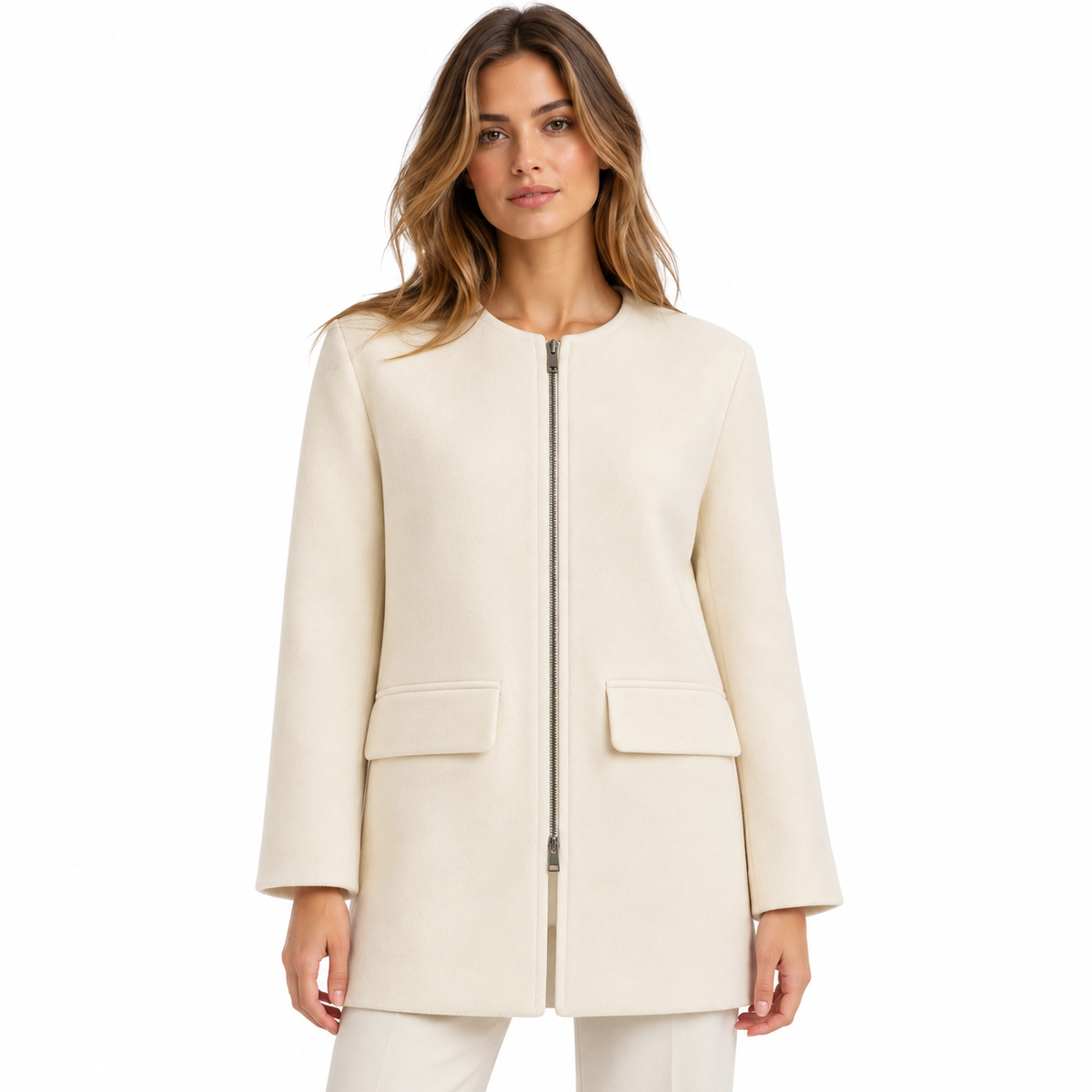 Loro Piana Fabric Woman Jacket Long Wool White