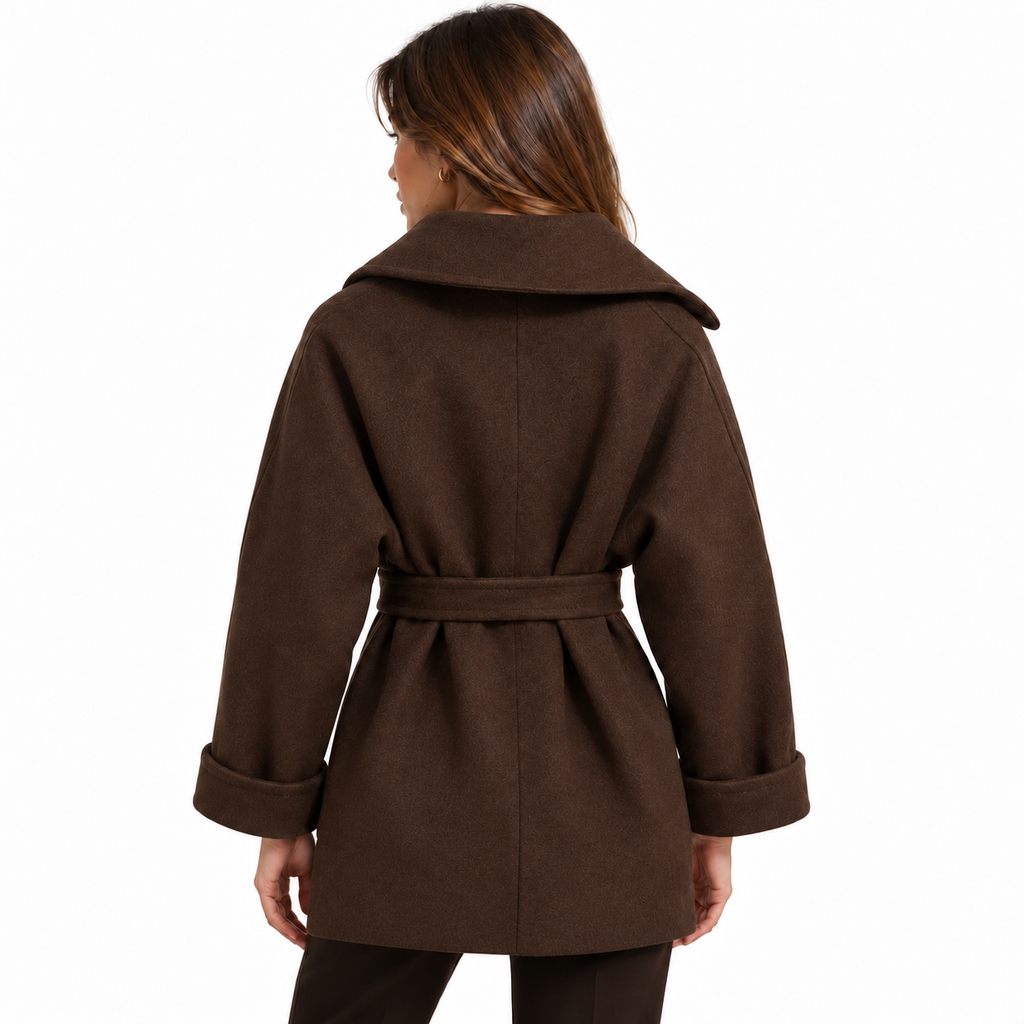 Loro Piana Fabric Woman Coat Double-Breasted Belt Brown