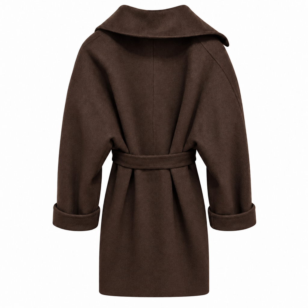 Loro Piana Fabric Woman Coat Double-Breasted Belt Brown