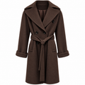 Loro Piana Fabric Woman Coat Double-Breasted Belt Brown