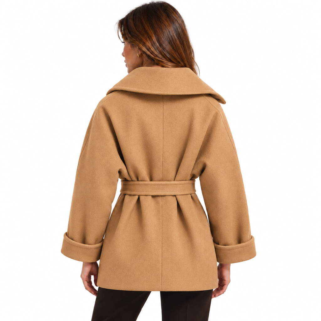 Loro Piana Fabric Woman Coat Double-Breasted Belt Beige