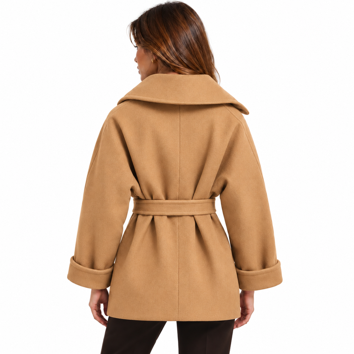 Loro Piana Fabric Woman Coat Double-Breasted Belt Beige