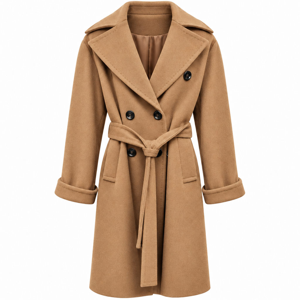 Loro Piana Fabric Woman Coat Double-Breasted Belt Beige