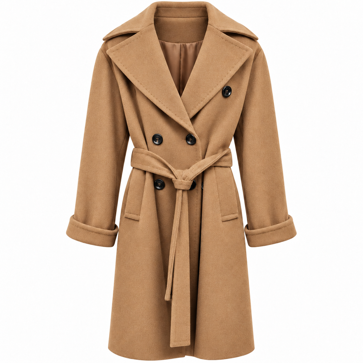 Loro Piana Fabric Woman Coat Double-Breasted Belt Beige
