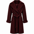 Loro Piana Fabric Woman Coat Double-Breasted Belt Bordeaux