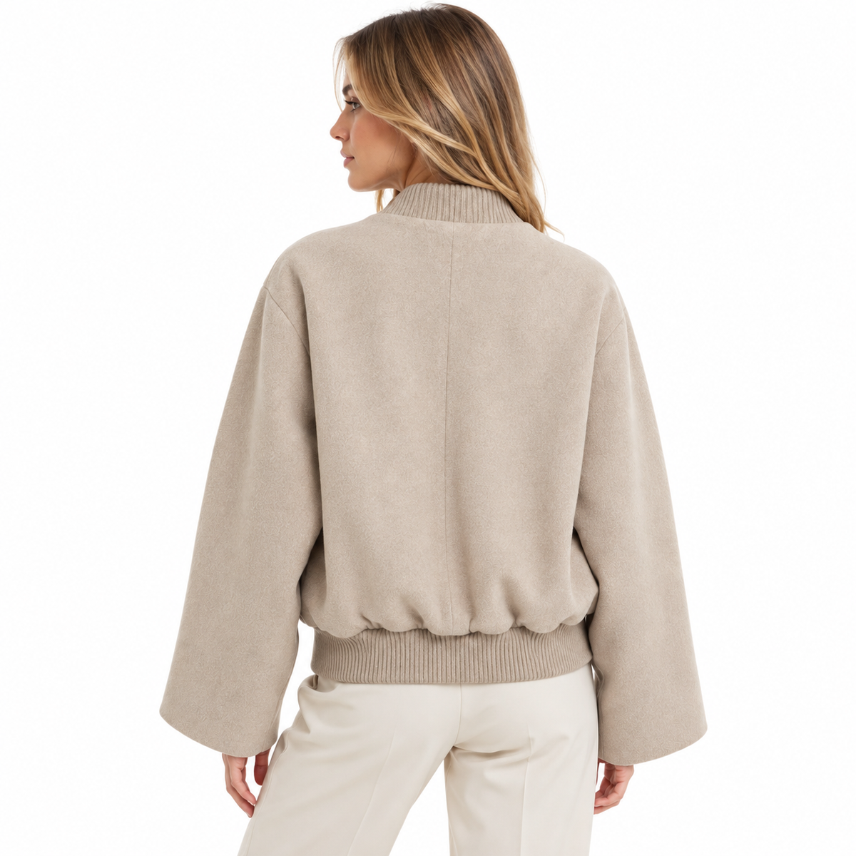Loro Piana Fabric Woman Bomber Oversize Beige