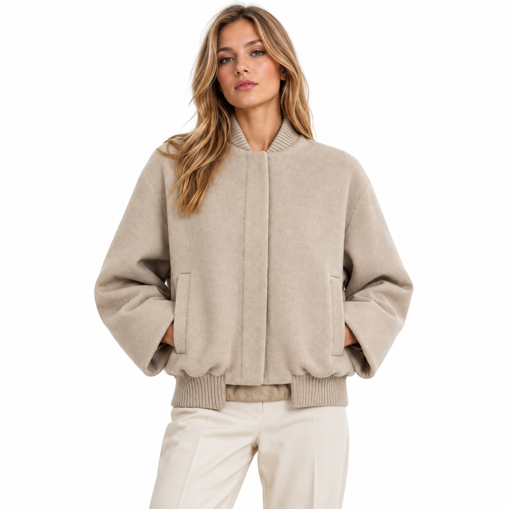 Loro Piana Fabric Woman Bomber Oversize Beige
