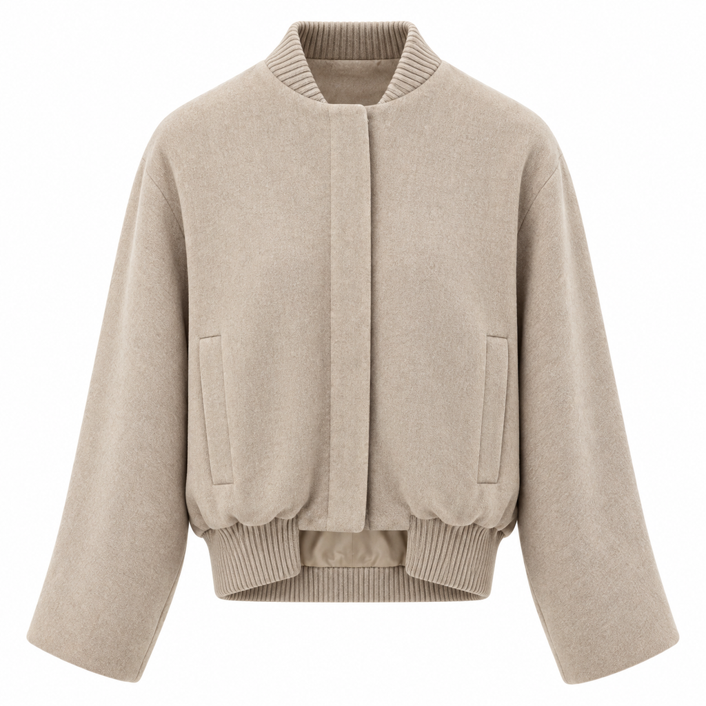 Loro Piana Fabric Woman Bomber Oversize Beige