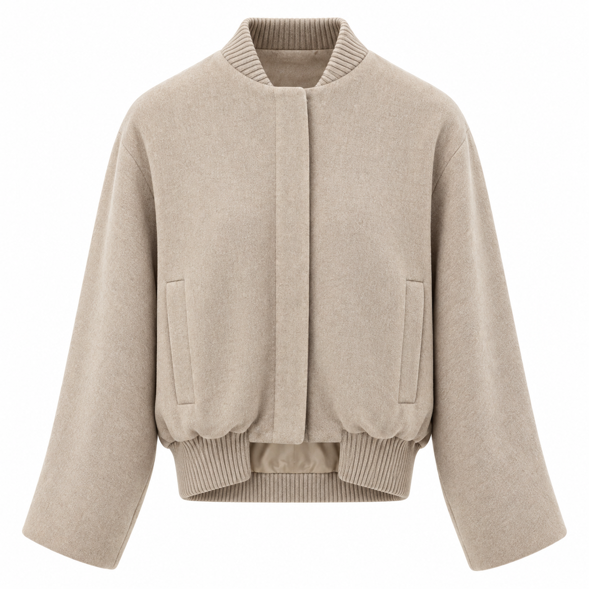 Loro Piana Fabric Woman Bomber Oversize Beige
