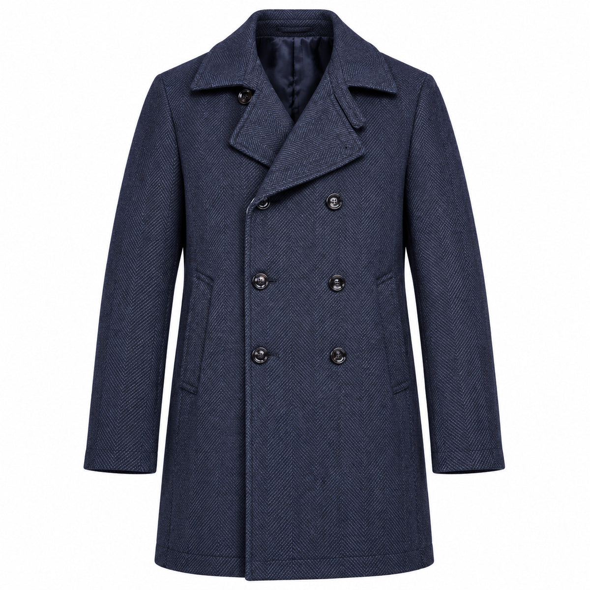 Loro Piana Fabric Man Peacoat Zelander Spigato Coats Blue