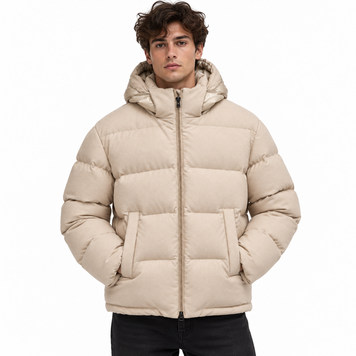Herno Man Jacket Padded Silk Beige
