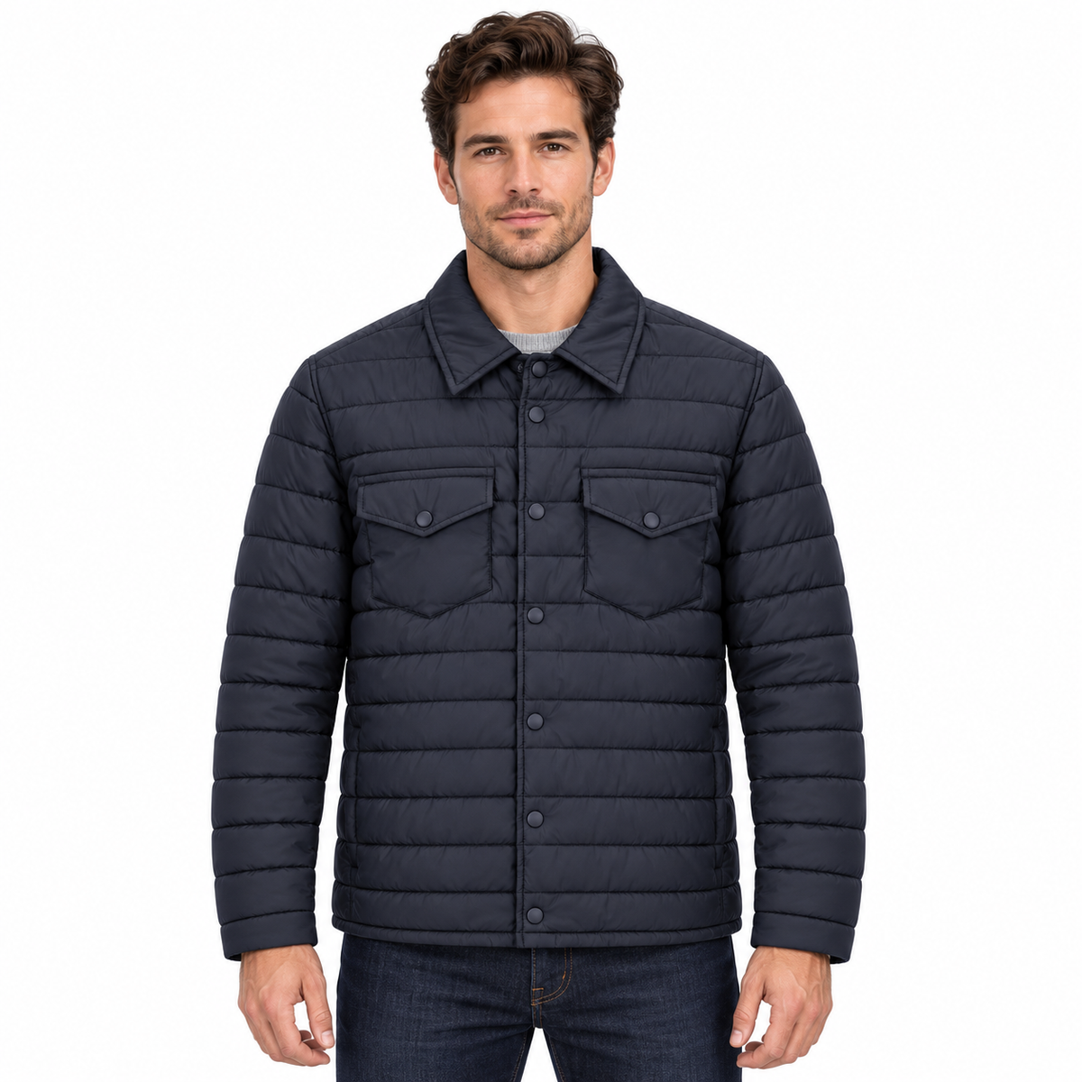 Herno Man Jacket Shirt Trapuntata Blue