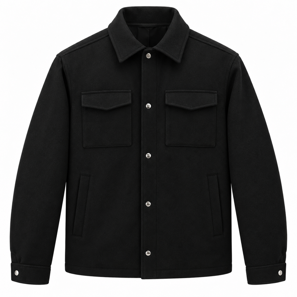 Herno Man Jacket Shirt Wool Black