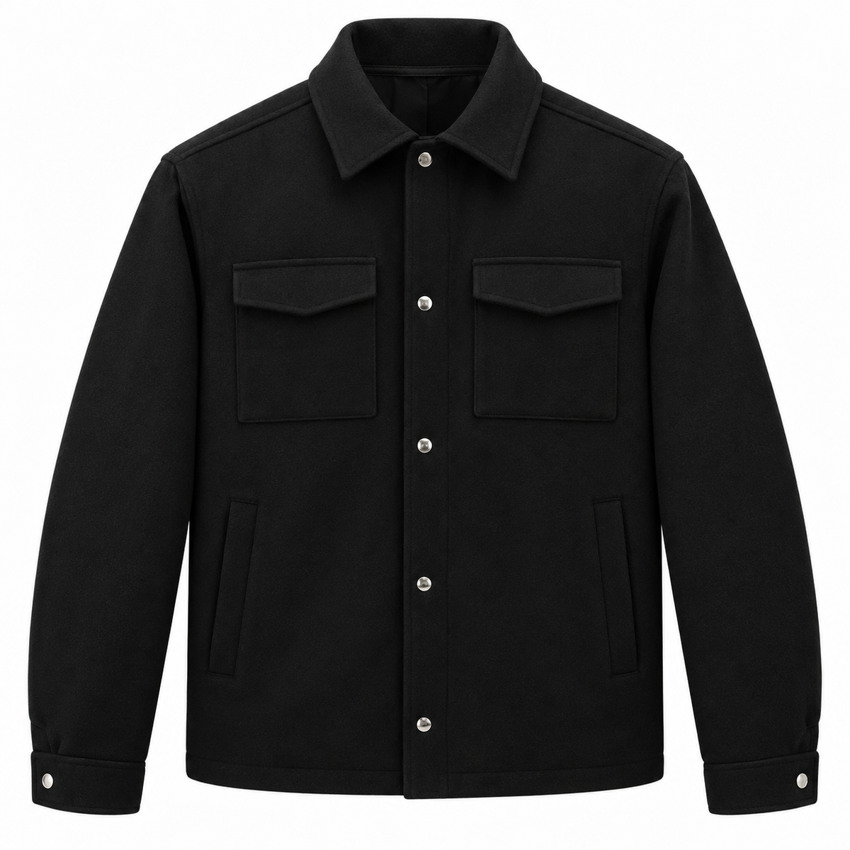 Herno Man Jacket Shirt Wool Black