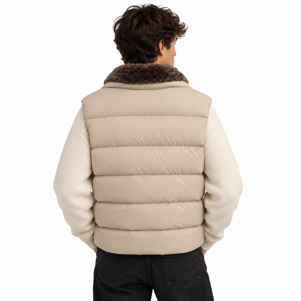 Herno Man Sleeveless Pelliccia Jackets Beige