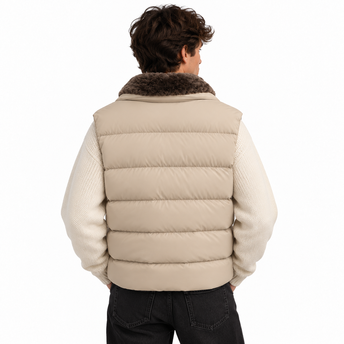 Herno Man Sleeveless Pelliccia Jackets Beige