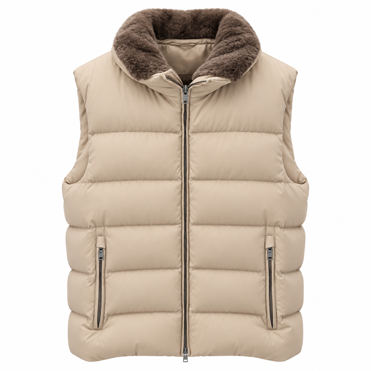 Herno Man Sleeveless Pelliccia Jackets Beige