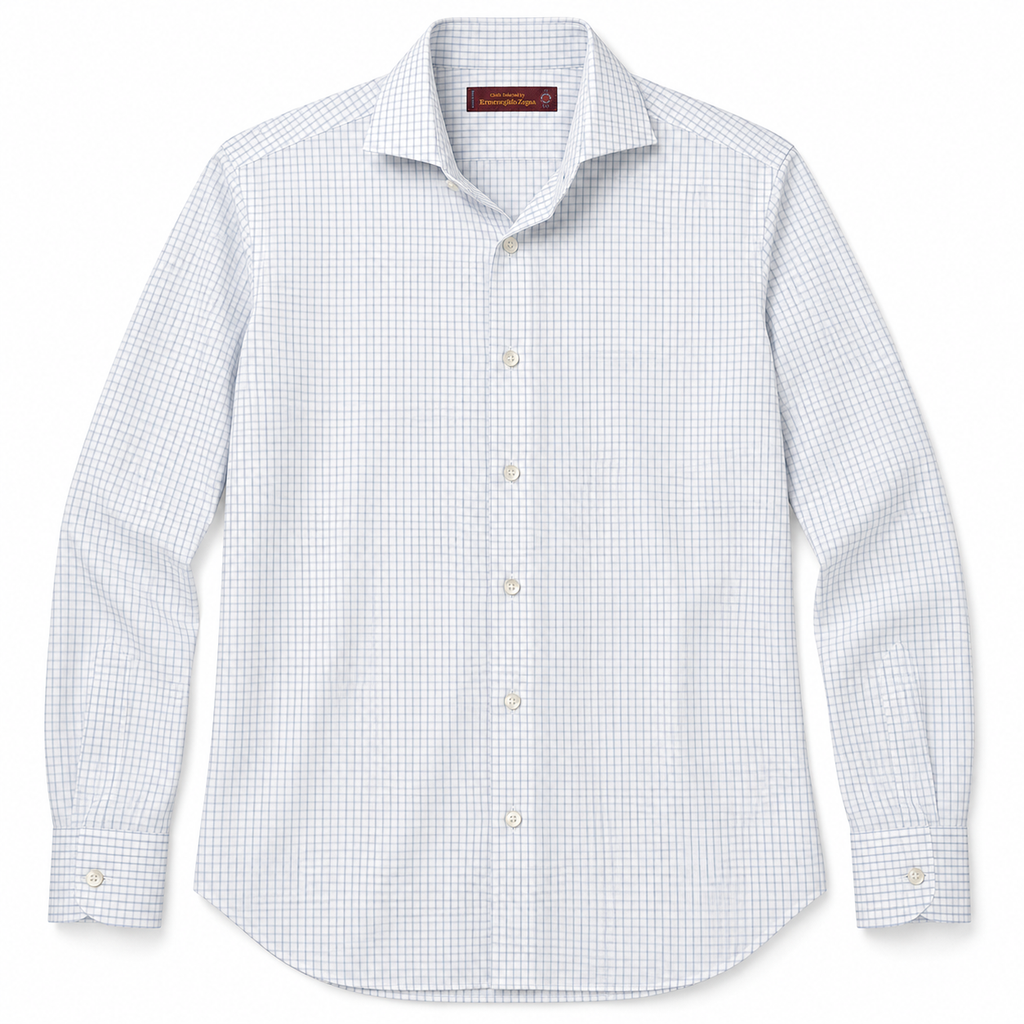 Ermenegildo Zegna Fabric Man Shirt Cotton Quadretti White