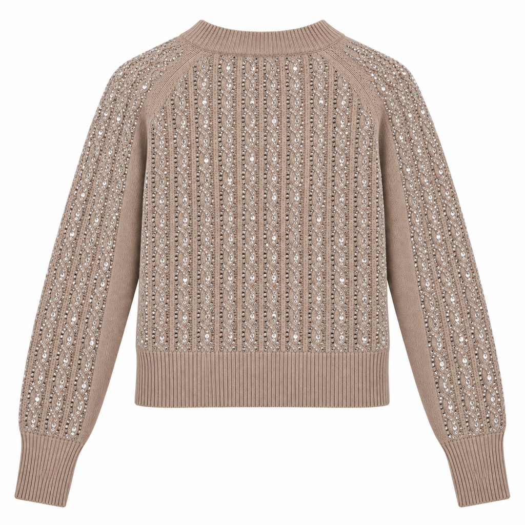 Ermanno Scervino Woman Knit Strass Sleeve Long Beige