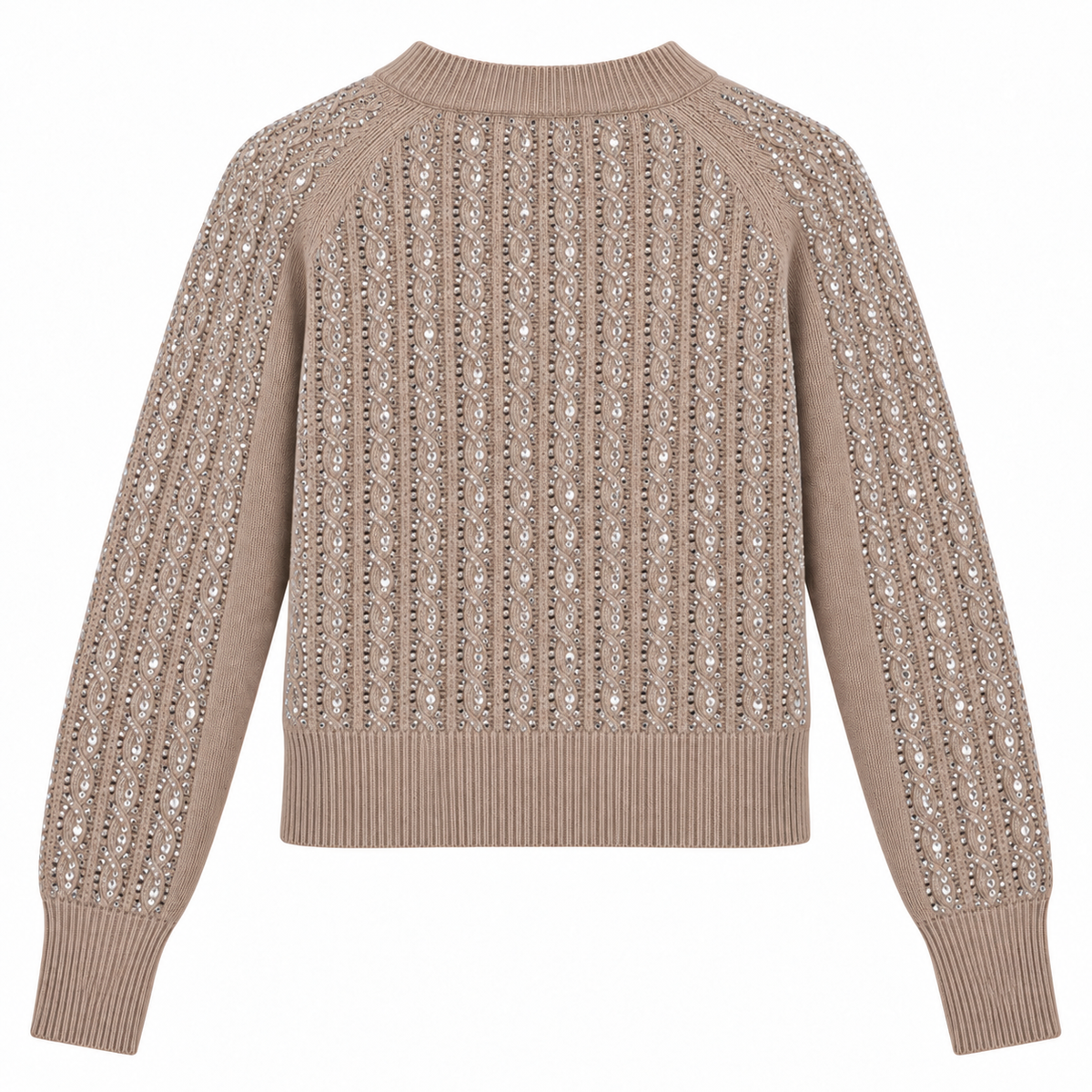 Ermanno Scervino Woman Knit Strass Sleeve Long Beige