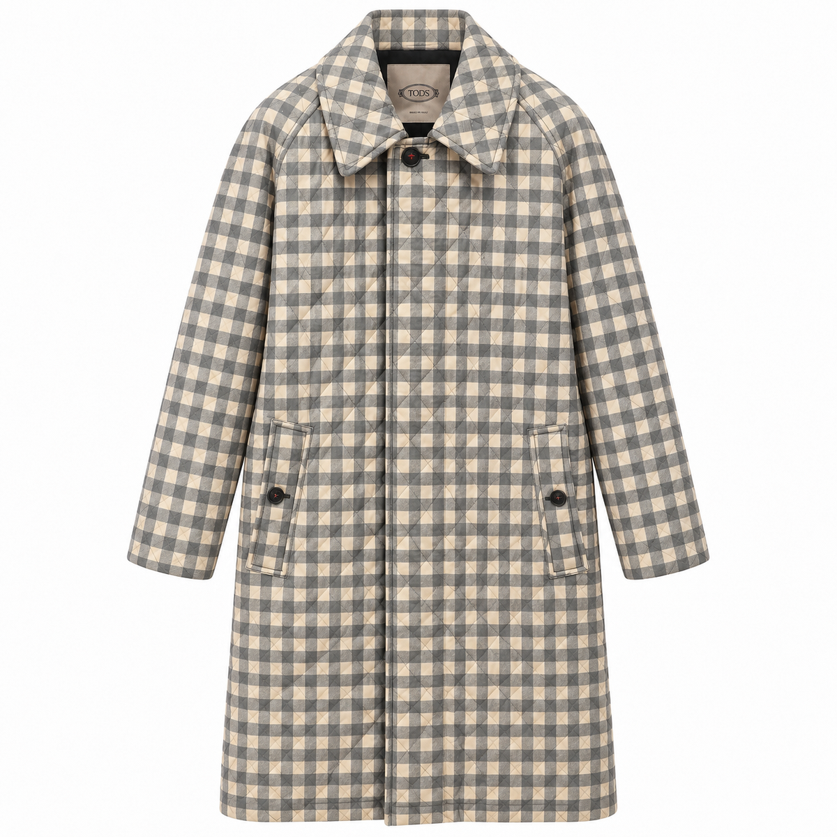 Tod's Woman Coat Nylon Quadretti Grey