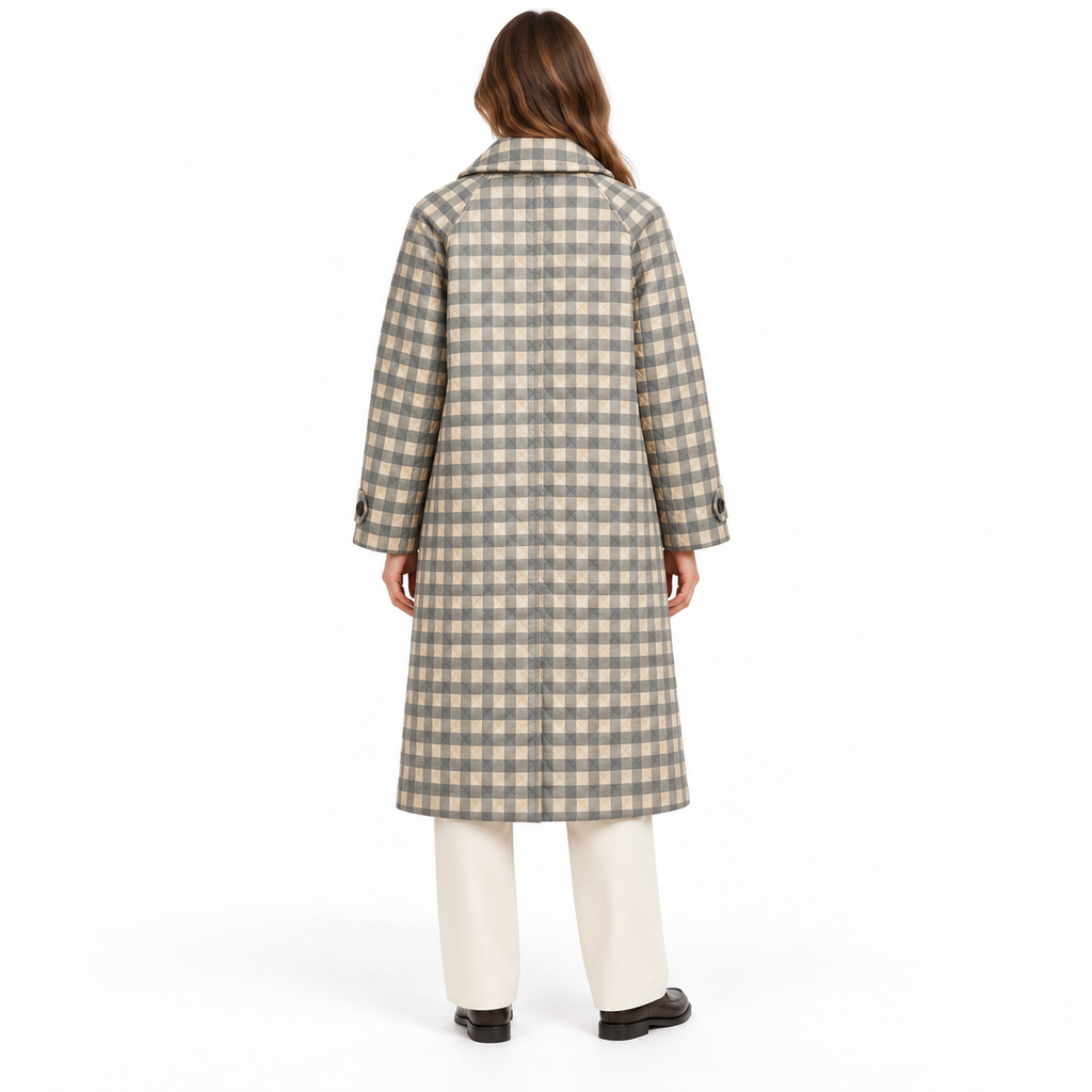 Tod's Woman Coat Nylon Quadretti Grey
