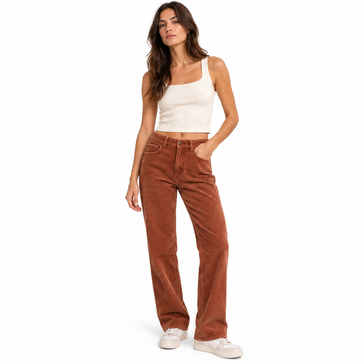 Tod's Woman Trousers Long Ribbed Brown