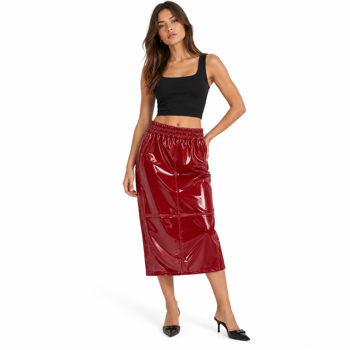 Tod's Woman Skirt Long Glossy Red