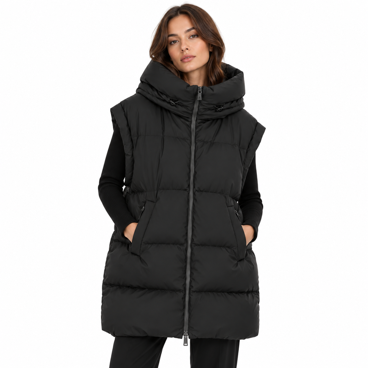 Herno Woman Sleeveless Long Quilted Jackets Black