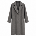 Off Woman Coat Long Single-Breasted Grey