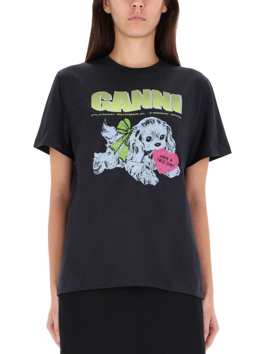GANNI "PUPPY" T-SHIRT