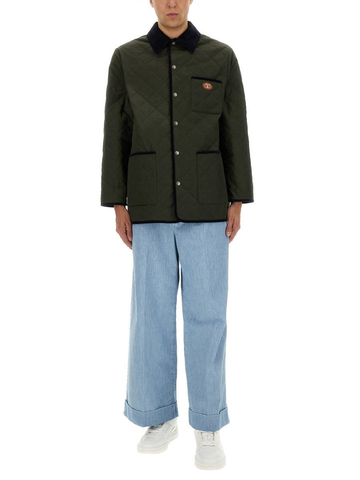 Valentino QUILTED SHIRT JACKET WITH "VLOGO" PATCH