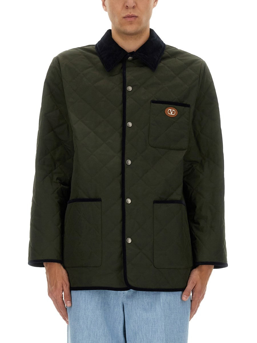 Valentino QUILTED SHIRT JACKET WITH "VLOGO" PATCH