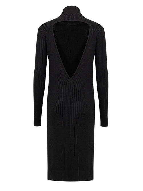Bottega Veneta Black Ribbed Wool Stretch Maxi Dress – Siebentaschen
