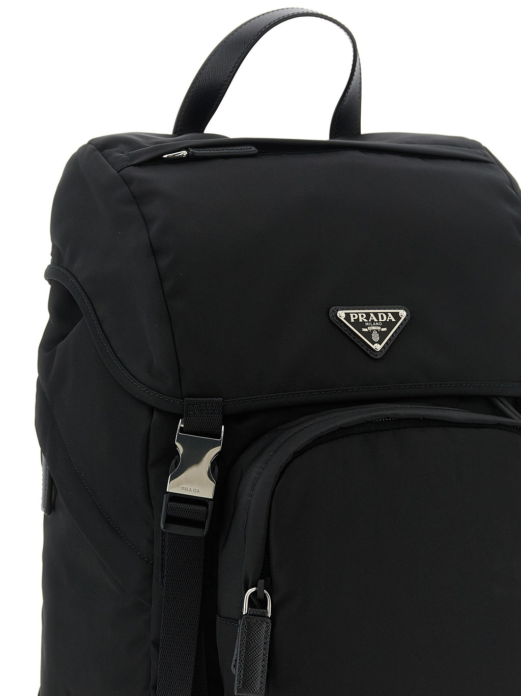 Prada Re-Nylon Logo Backpack Black