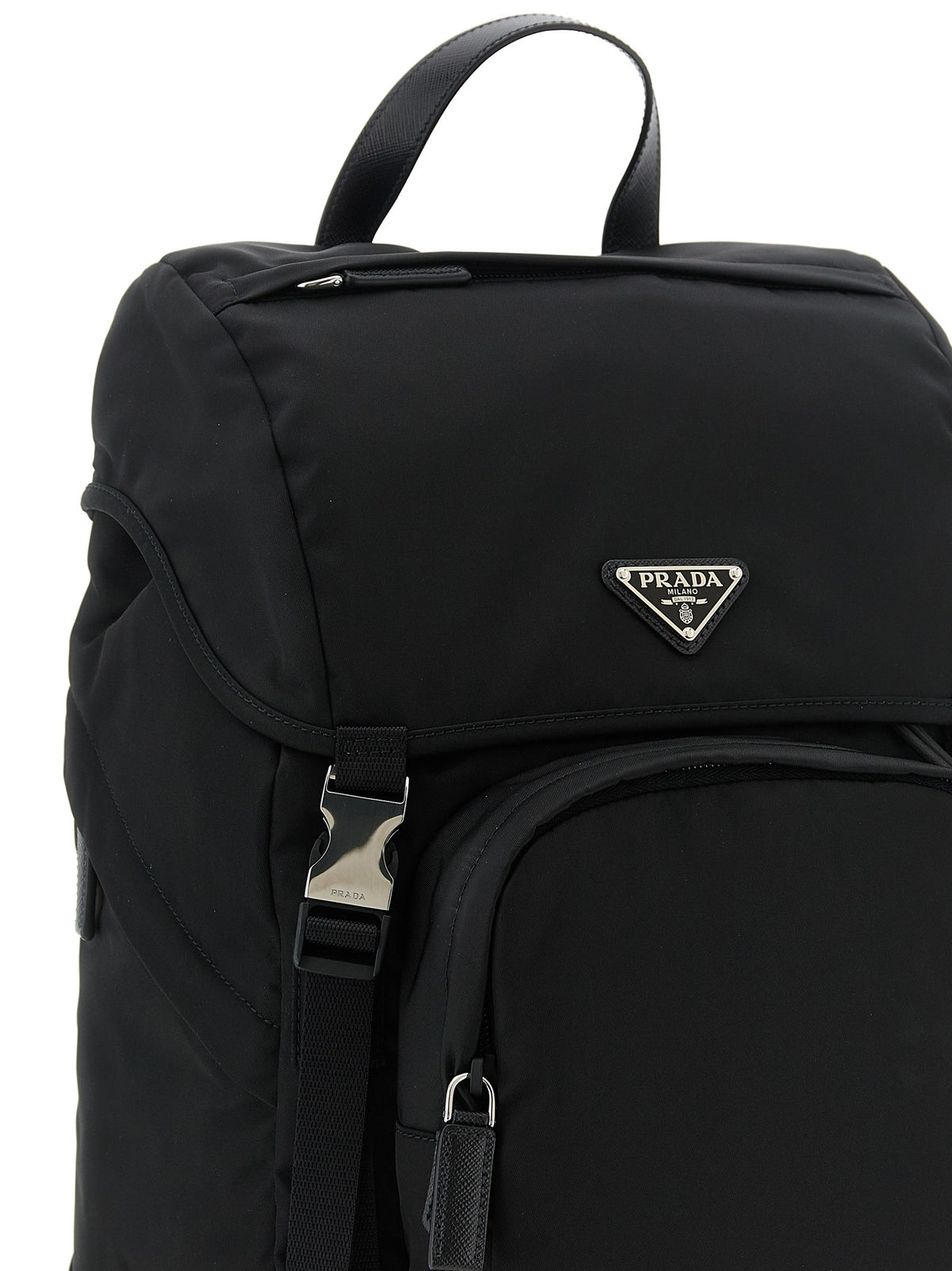 Prada Re-Nylon Logo Backpack Black