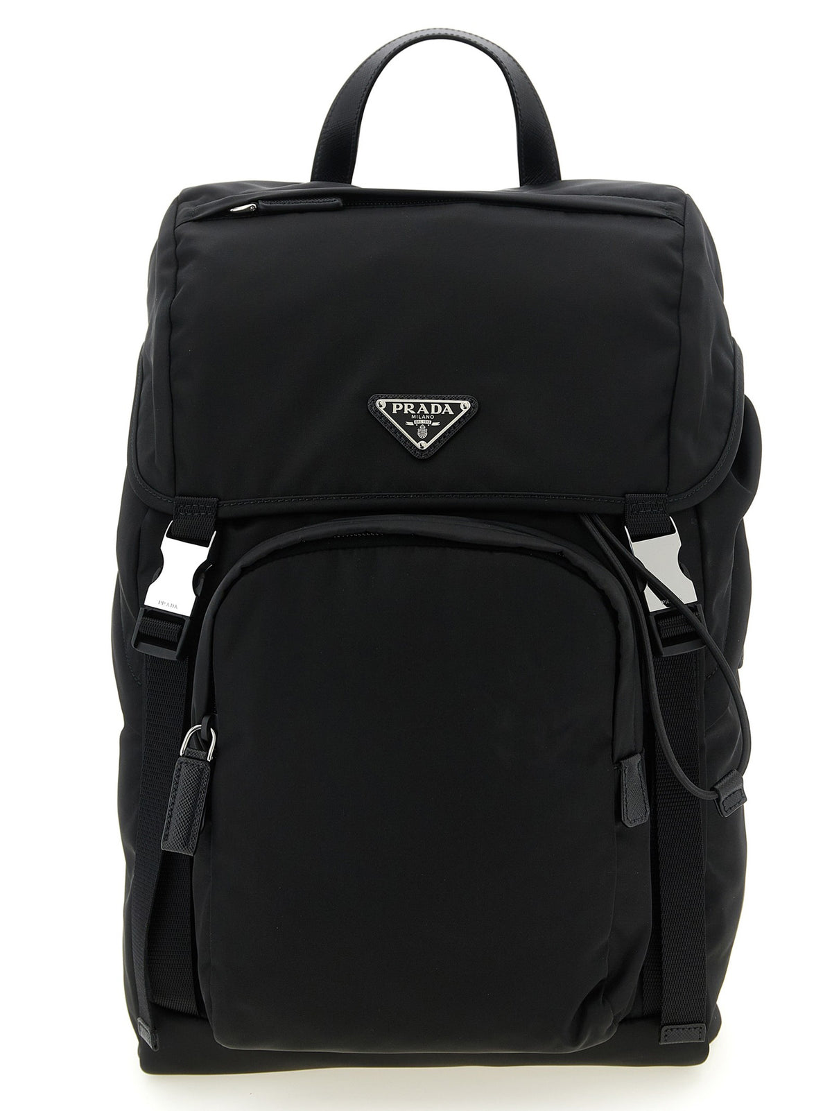 Prada Re-Nylon Logo Backpack Black