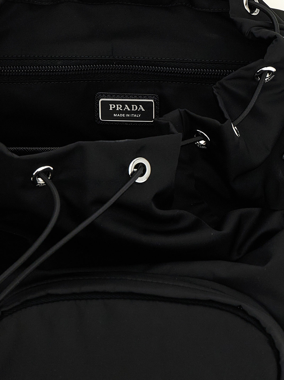 Prada Re-Nylon Logo Backpack Black