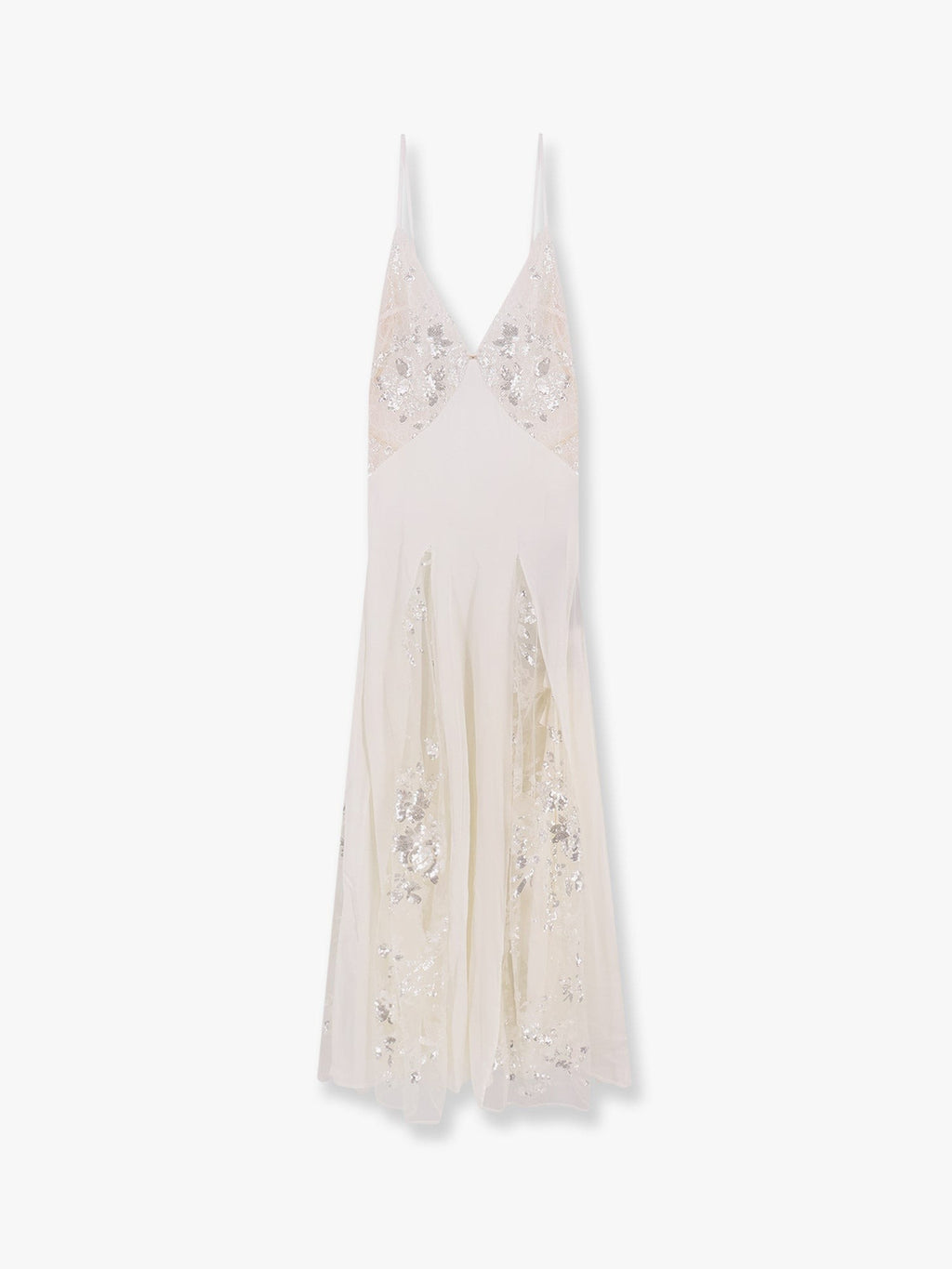 Elisabetta Franchi Red carpet dress in silk georgette fabric and embroidered lace